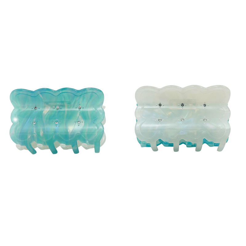 Medium Blue and White Two-Sided Hair Claw | NueShiny