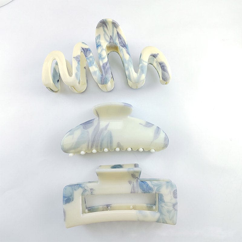 Medium Blue Marble Pattern Hair Claw | NueShiny