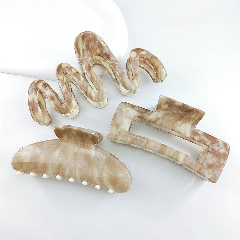 Medium Brown Marble Pattern Hair Claw | NueShiny