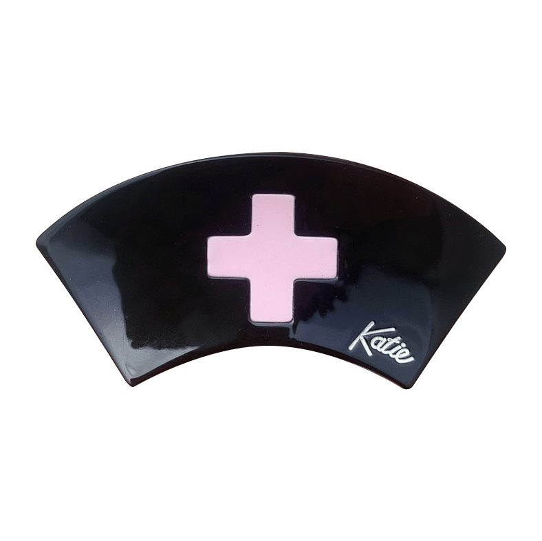 Medium Black Nurse Cap Hair Claw | NueShiny