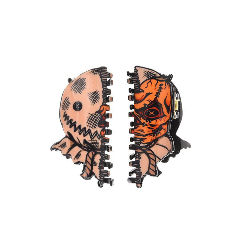 Medium Orange Pumpkin Double-Sided Hair Claw | NueShiny