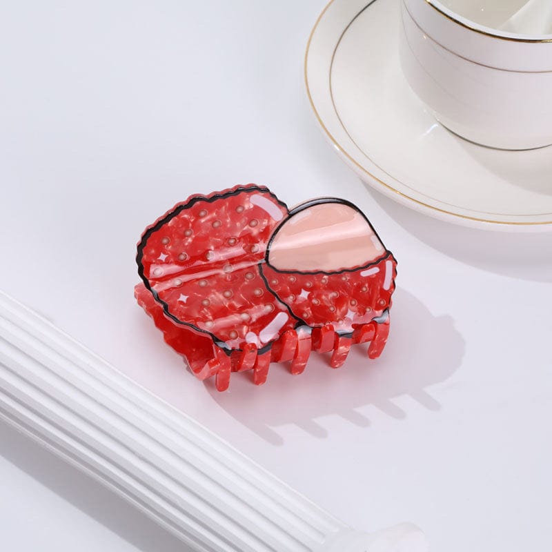 Medium Red Lychee Hair Claw | NueShiny