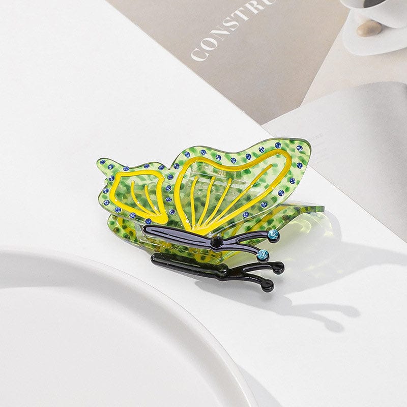 Medium Yellow-Green Butterfly Hair Claws | NueShiny