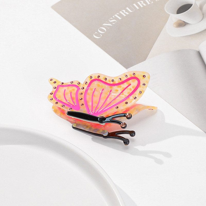 Medium Pink Butterfly Hair Claws | NueShiny