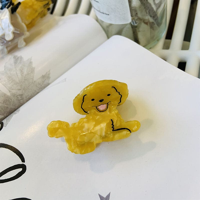 Small Yellow Little Golden Puppy Hair Claw | NueShiny