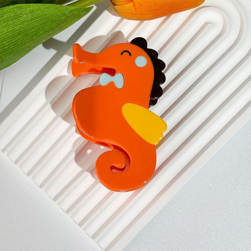 Medium Orange Seahorse Hair Claw丨NueShiny