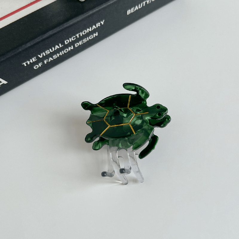 Small Amber Green Turtle Hair Clip | NueShiny