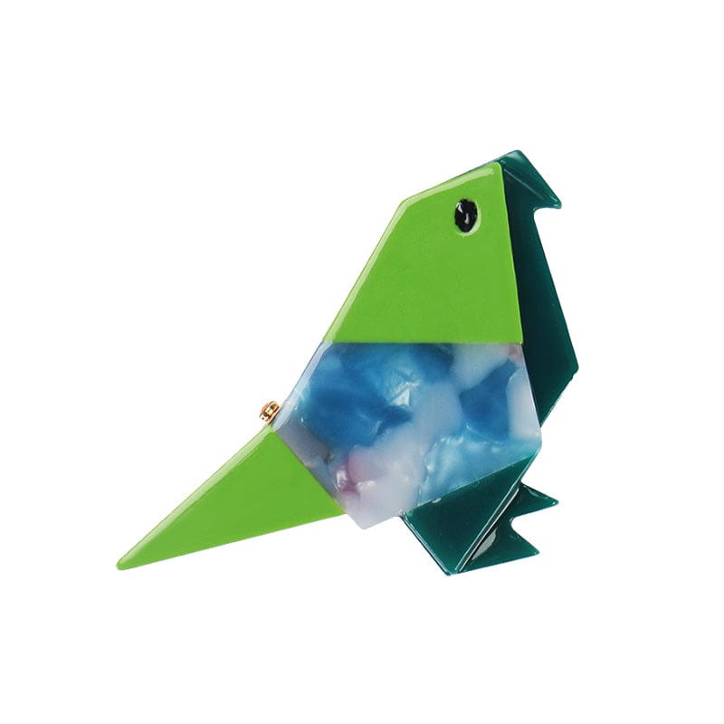 Small  Green Block Bird Hair Clip | NueShiny