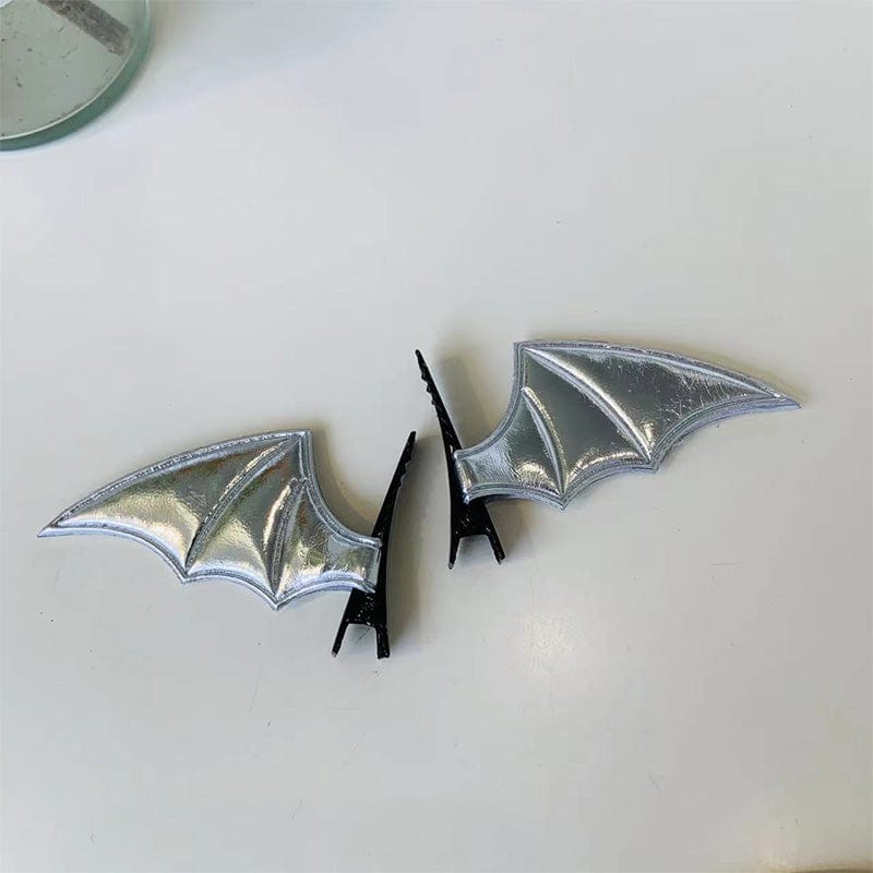 Small  Silver Bat Duckbill Clips (Set of 2) | NueShiny