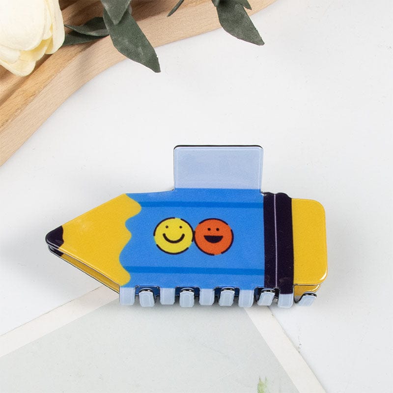 Medium Smiley Face Cartoon Pencil Hair Claw | NueShiny