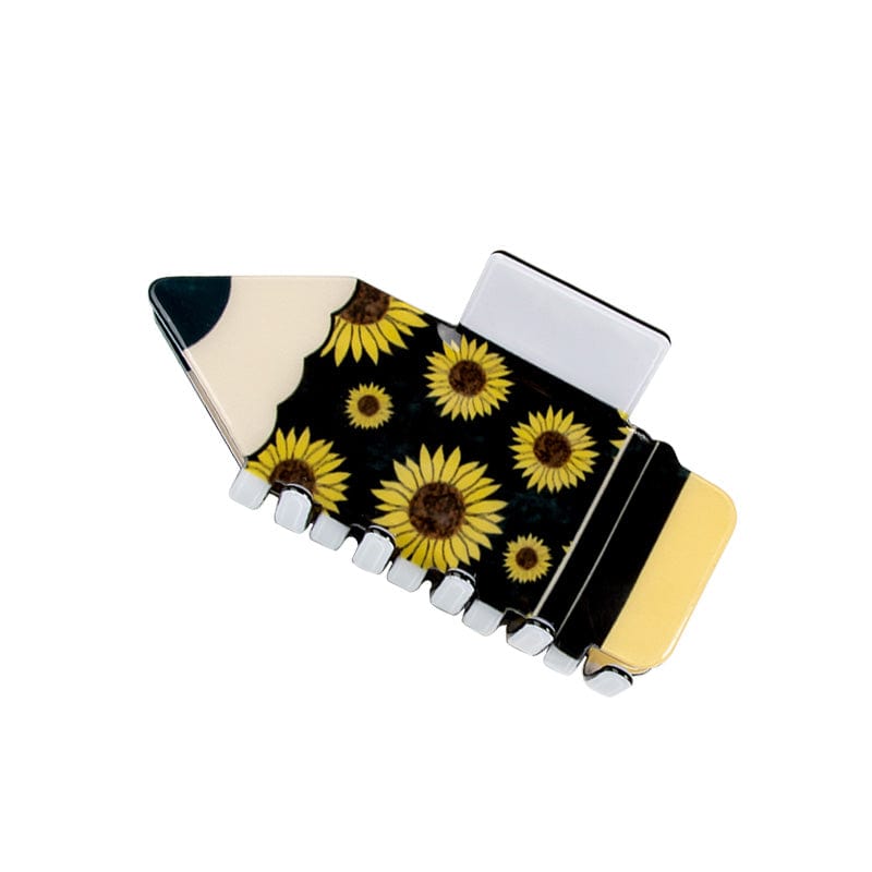 Medium  Sunflower Cartoon Black Pencil Hair Claw | NueShiny