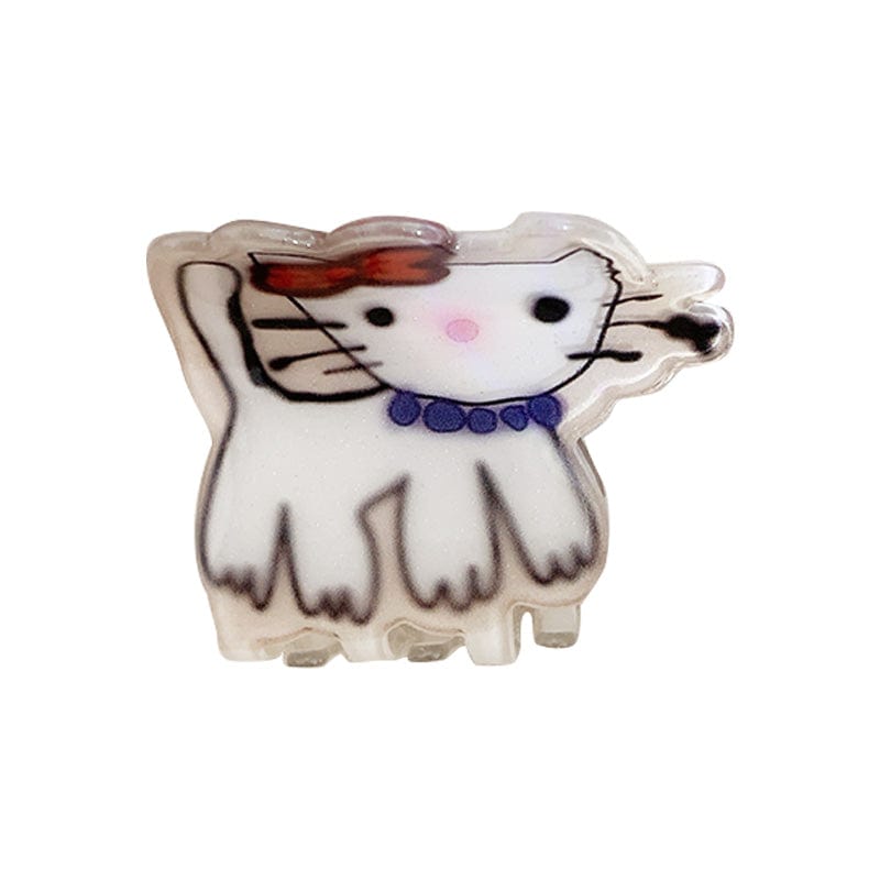 Medium White Cartoon Cat Hairpin
 | NueShiny