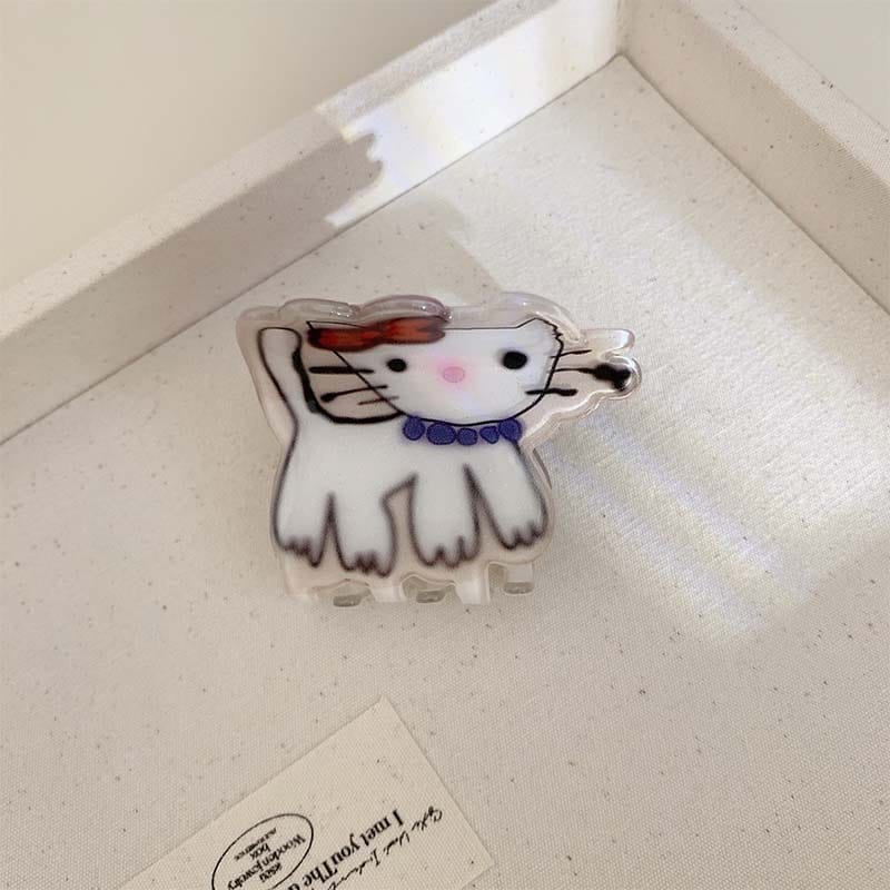 Medium White Cartoon Cat Hairpin
 | NueShiny