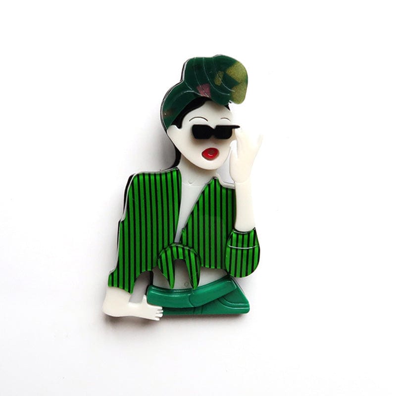 Green Fashion Personality Sunglasses Girl Brooch | NueShiny