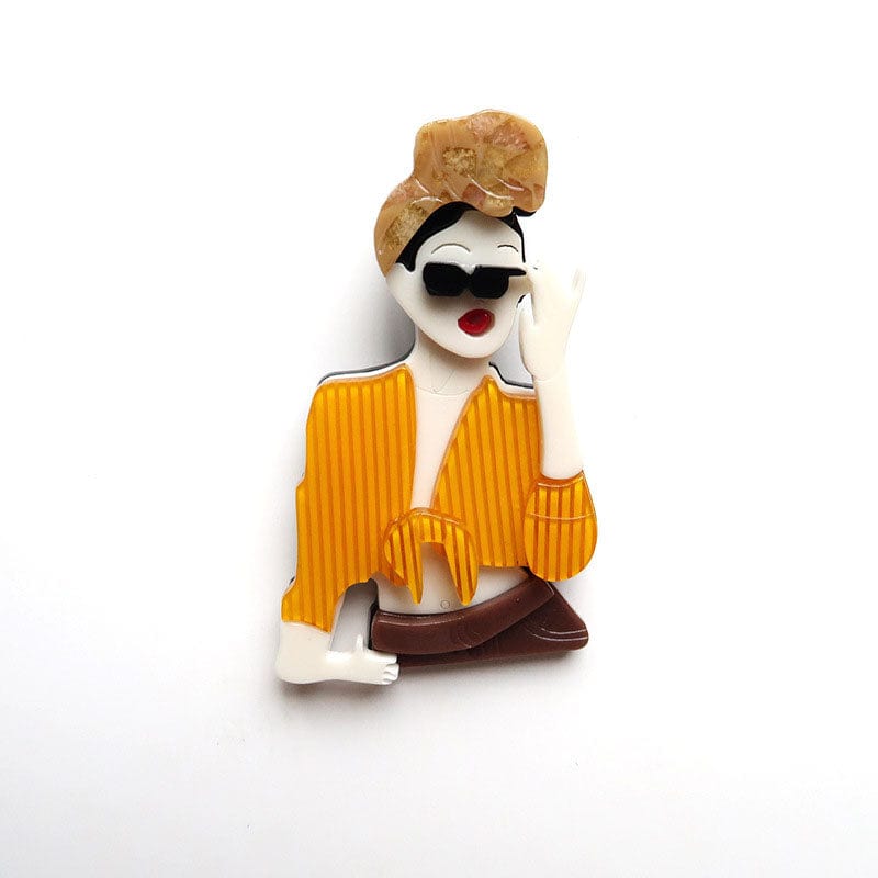 Orange Fashion Personality Sunglasses Girl Brooch | NueShiny