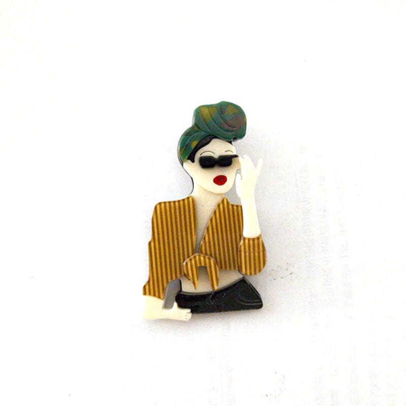 Khaki Fashion Personality Sunglasses Girl Brooch | NueShiny