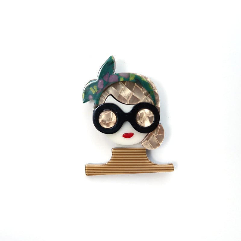 Lady In Brown Acrylic Brooch | NueShiny