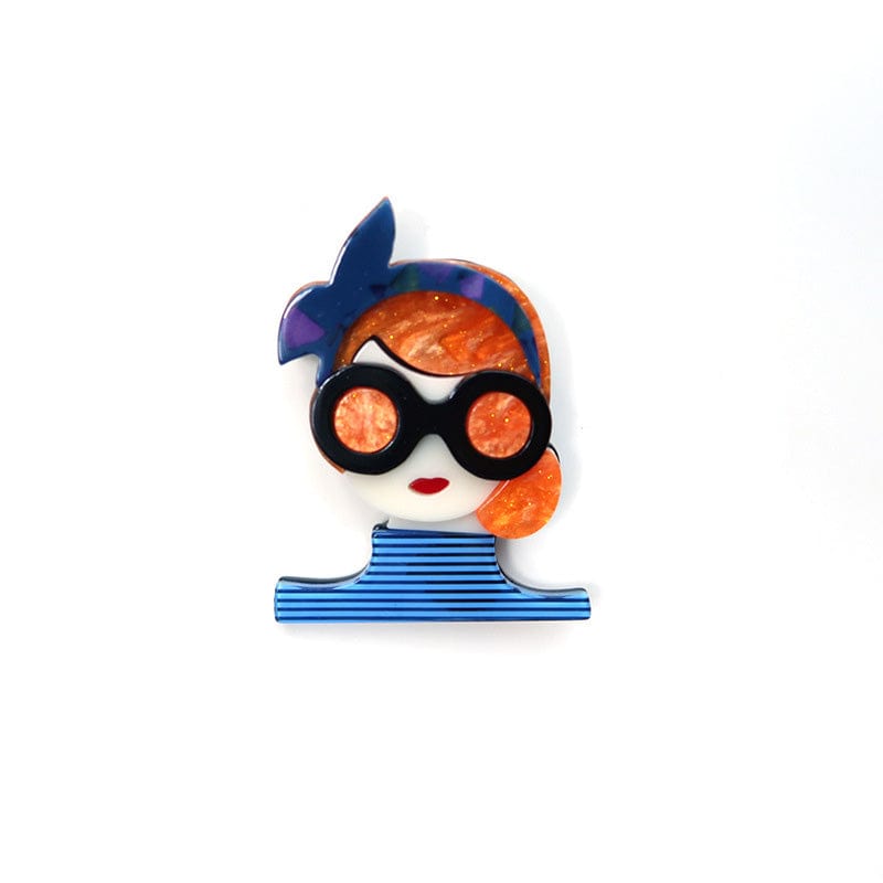 Lady In Blue Acrylic Brooch | NueShiny