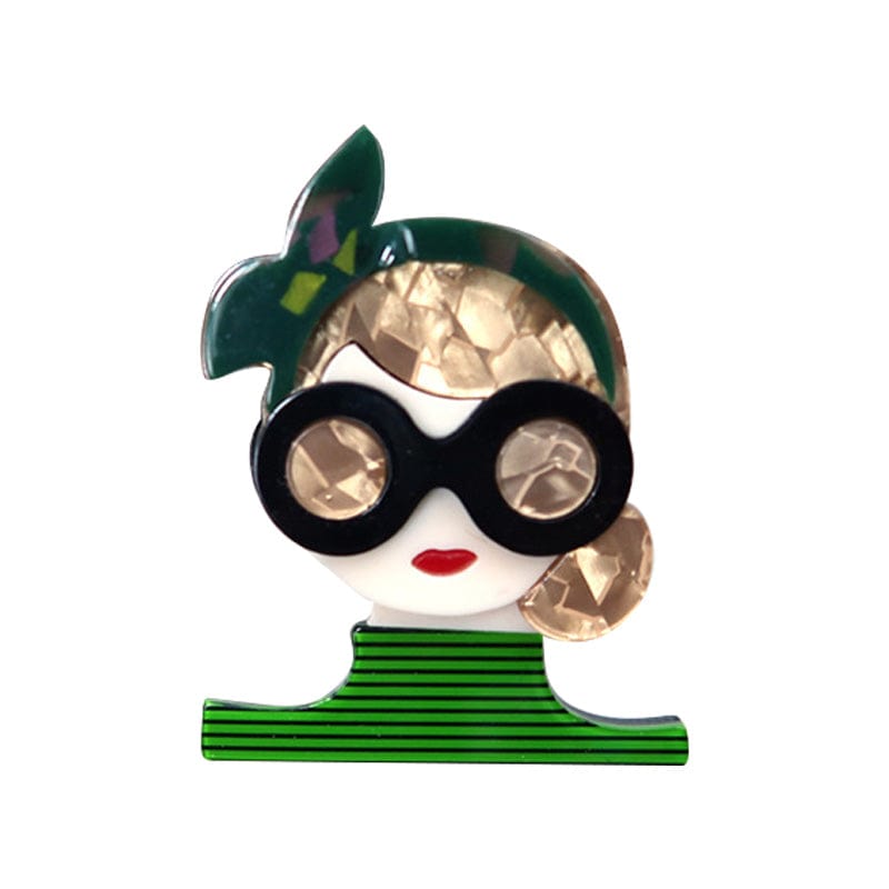 Lady In Green Acrylic Brooch | NueShiny