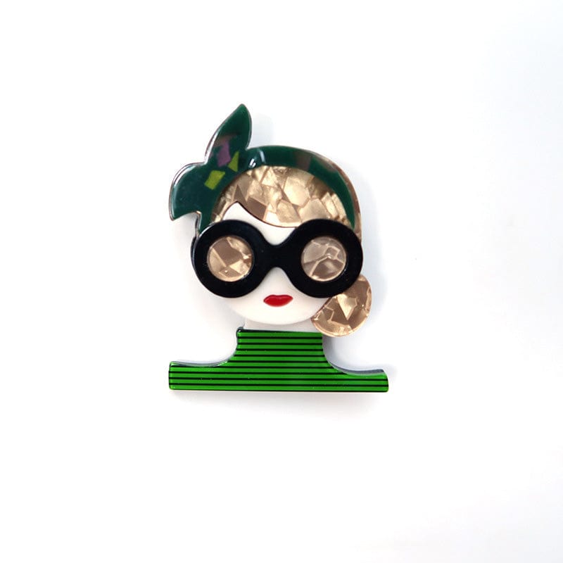 Lady In Green Acrylic Brooch | NueShiny