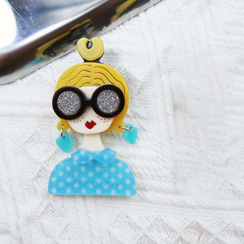 Light Blue Sweet bun girl brooch | NueShiny