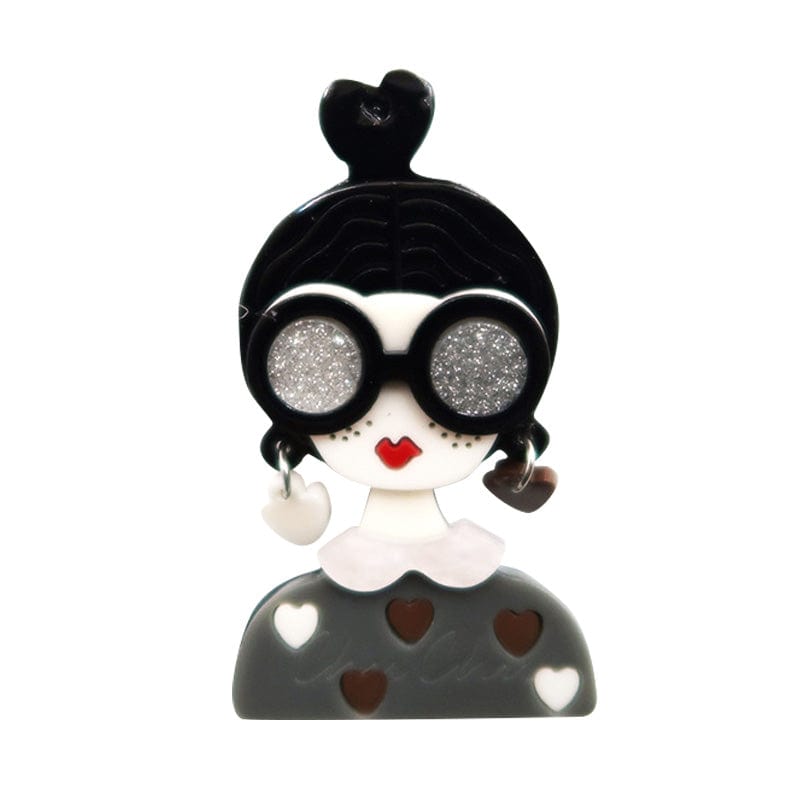 Grey Sweet bun girl brooch | NueShiny