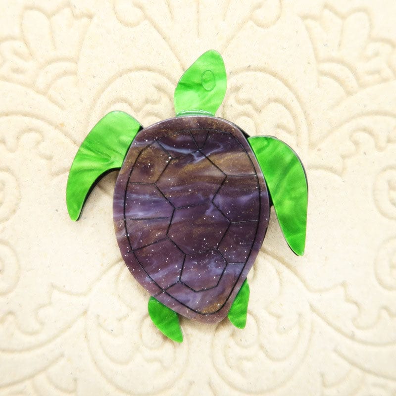 Fluorescent green turtle brooch | NueShiny