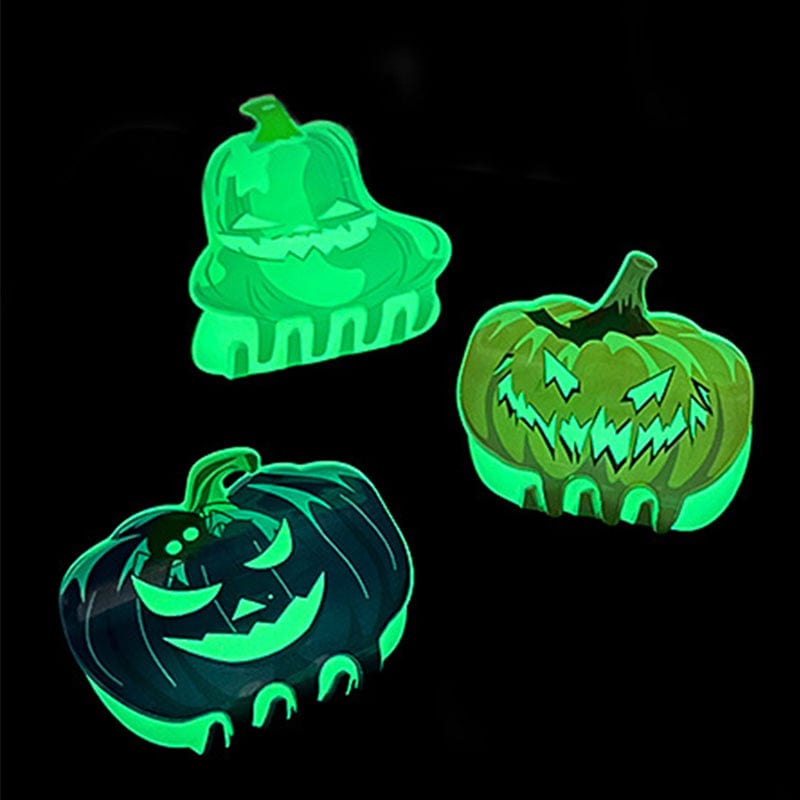 Small  Green Halloween Glow-In-The-Dark Pumpkin Hair Claw | NueShiny