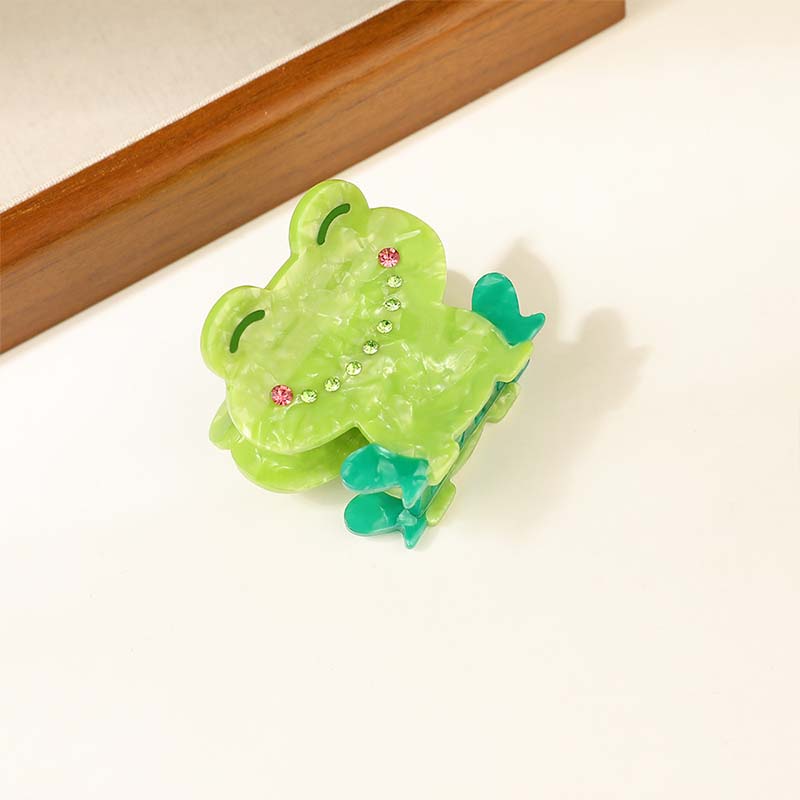 Mini Green frog acetate hair claw | NueShiny