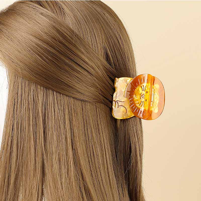 Small  Cute orange lion hair claw | NueShiny