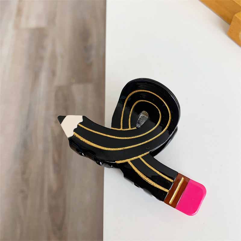 Medium  Black Twisty Pencil Hair Claw | NueShiny