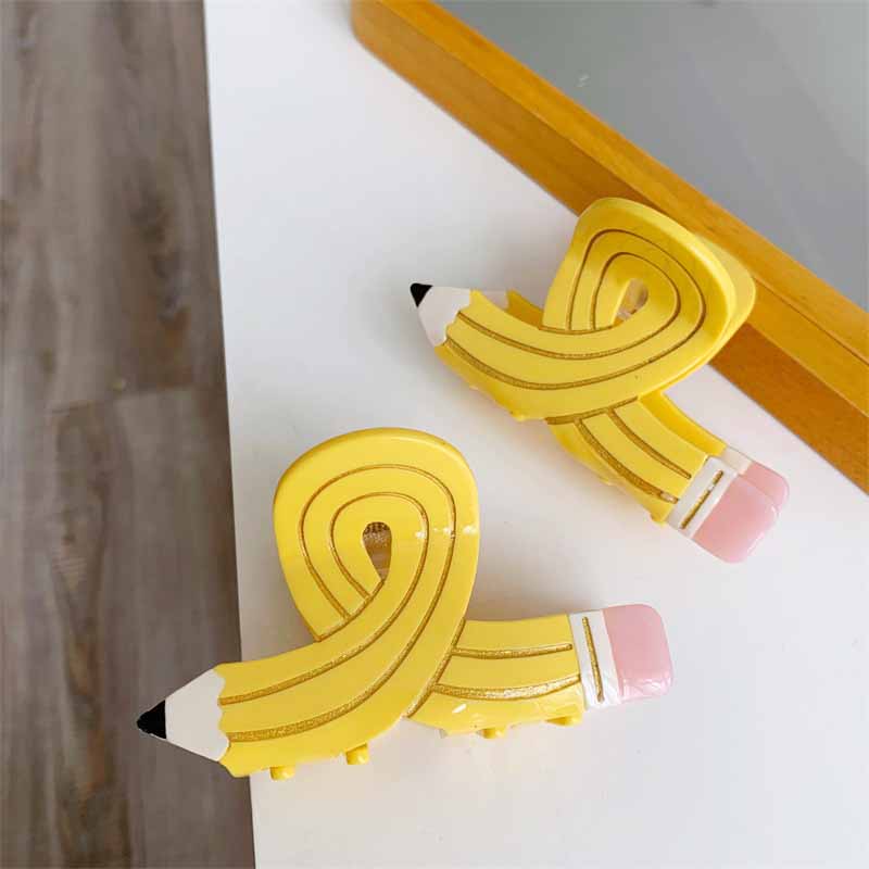 Medium Yellow Twisty Pencil Hair Claw | NueShiny