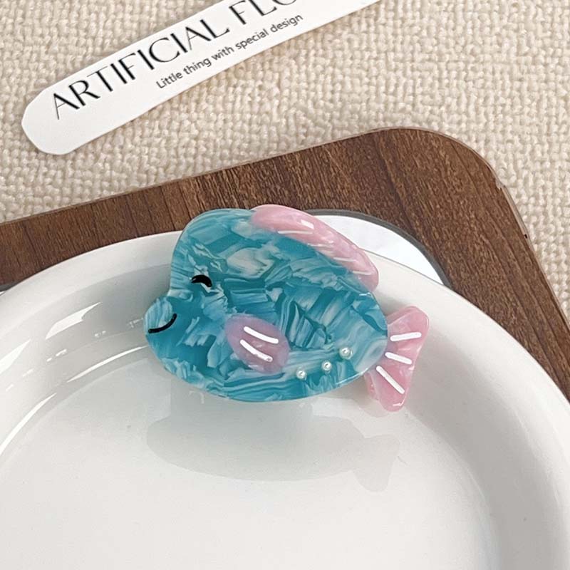 Small  Pink and Blue Smiling Little Fish Hair Claw | NueShiny