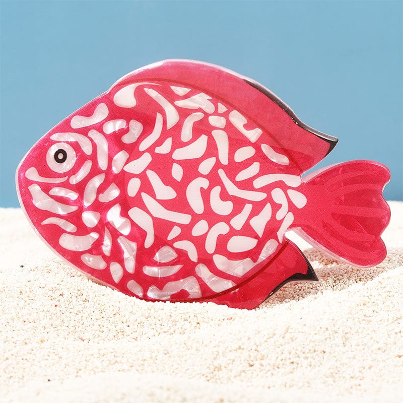 Medium Red&White Pattern Fish Hair Claw | NueShiny