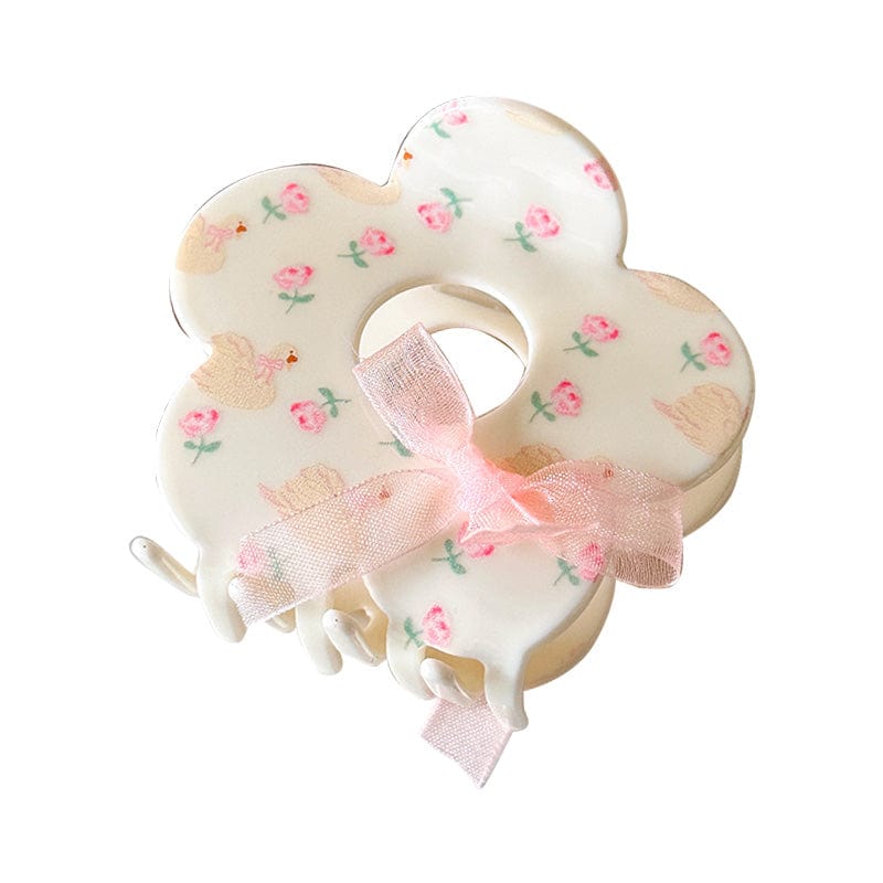 Medium  Pink flower Hair Claw | NueShiny