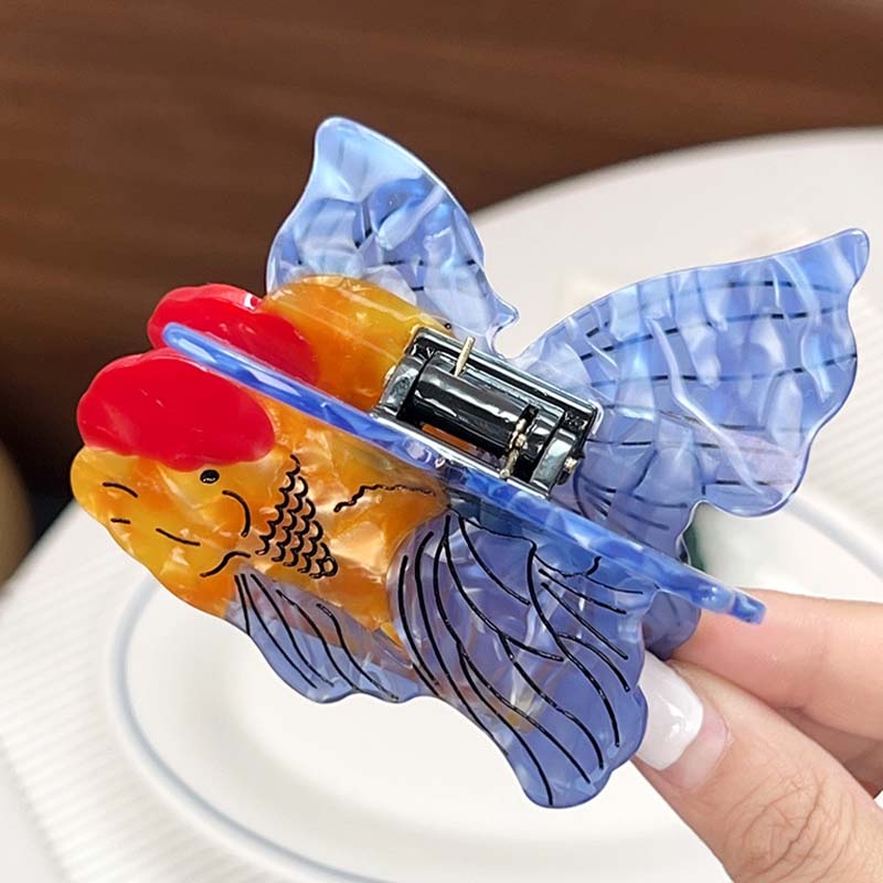 Medium  Multi-Colored Blue Tail Goldfish Hair Claw | NueShiny