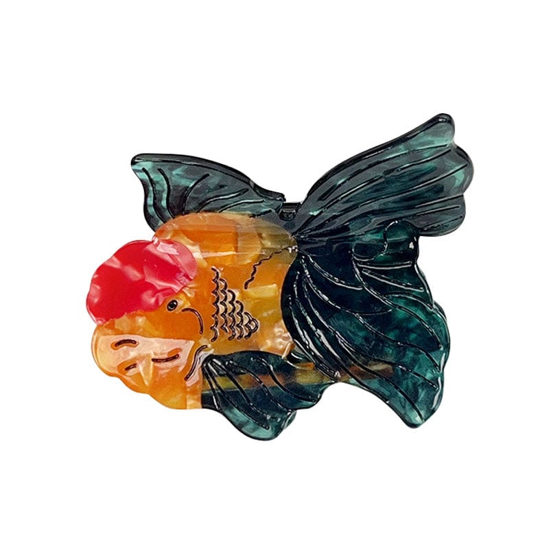 Medium  Multi-Colored Dark Green Tail Goldfish Hair Claw | NueShiny