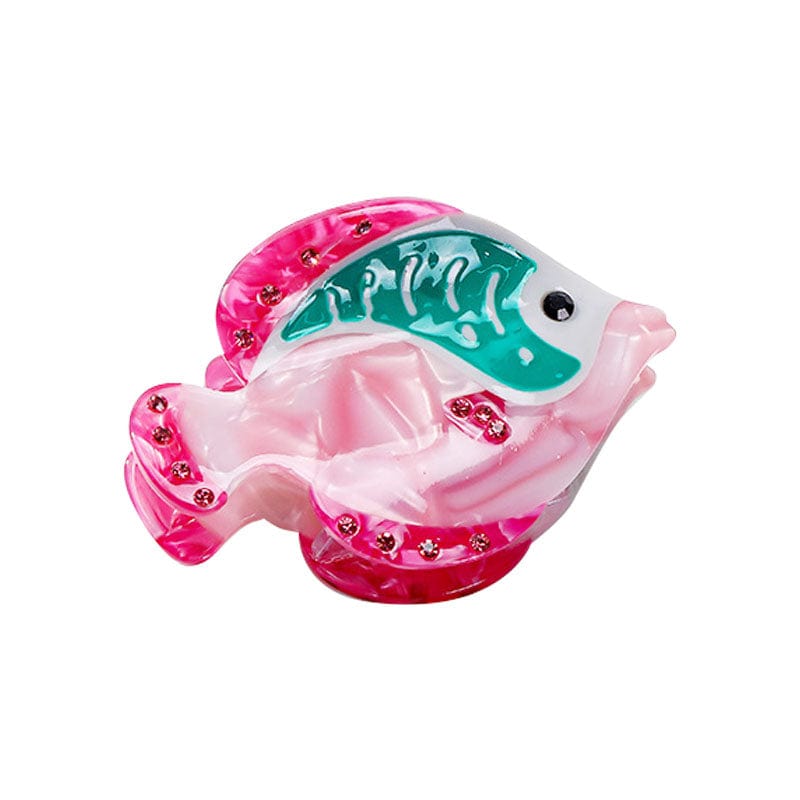 Small   Pink, Green And White Cartoon Fish Hair Claw | NueShiny