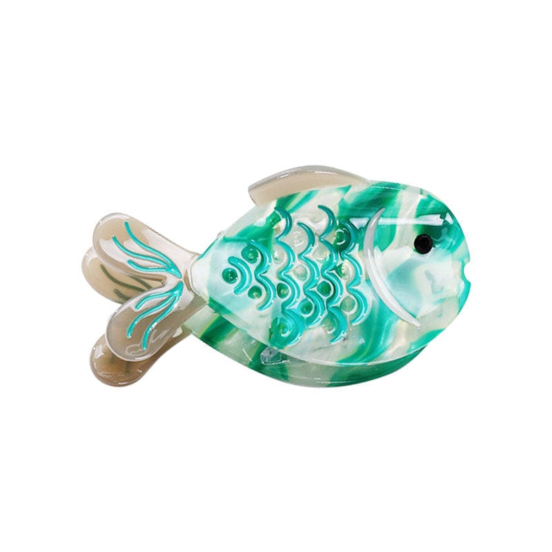 Medium  White And Green Mixed Cartoon Fish Hair Claw | NueShiny