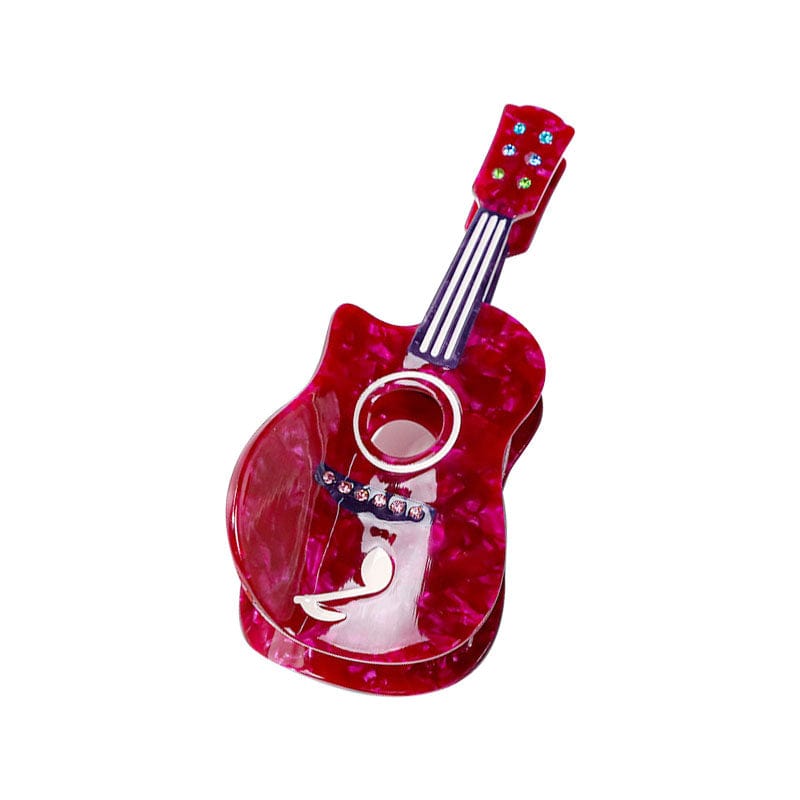 Large  Red Cartoon Guitar  Hair Claw | NueShiny