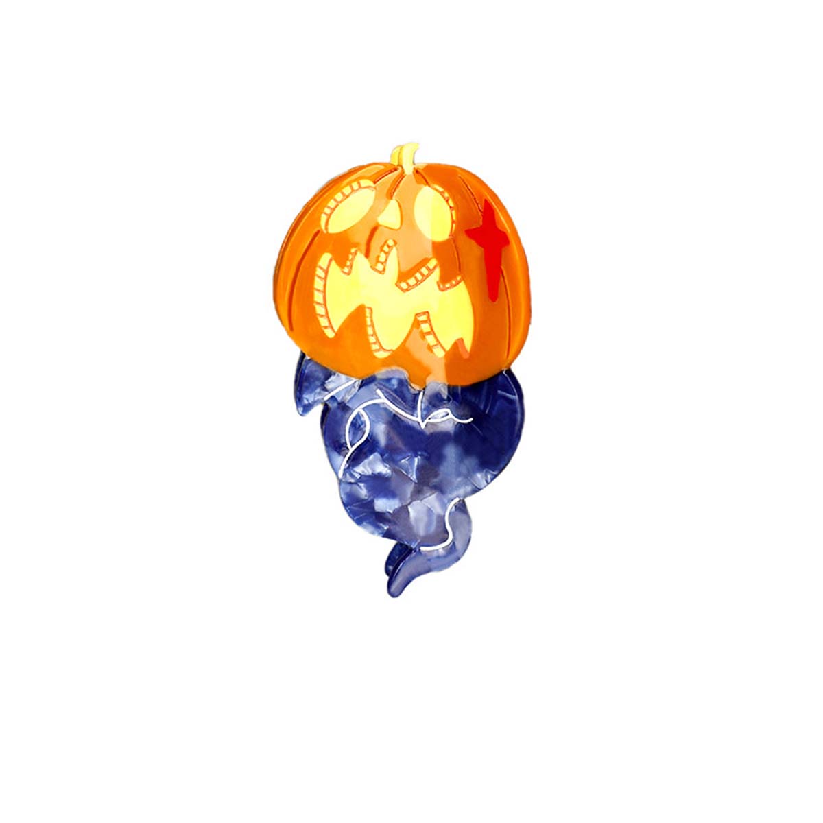 Medium Floating Pumpkin Ghost Hair Claw | NueShiny