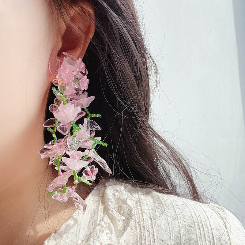 Exaggerated Flower Earrings Pink | Nueshiny