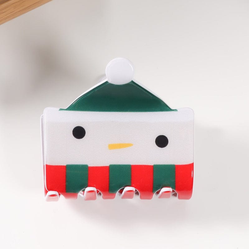 Small Green Santa Hat Snowman A Hair Claw | Nueshiny