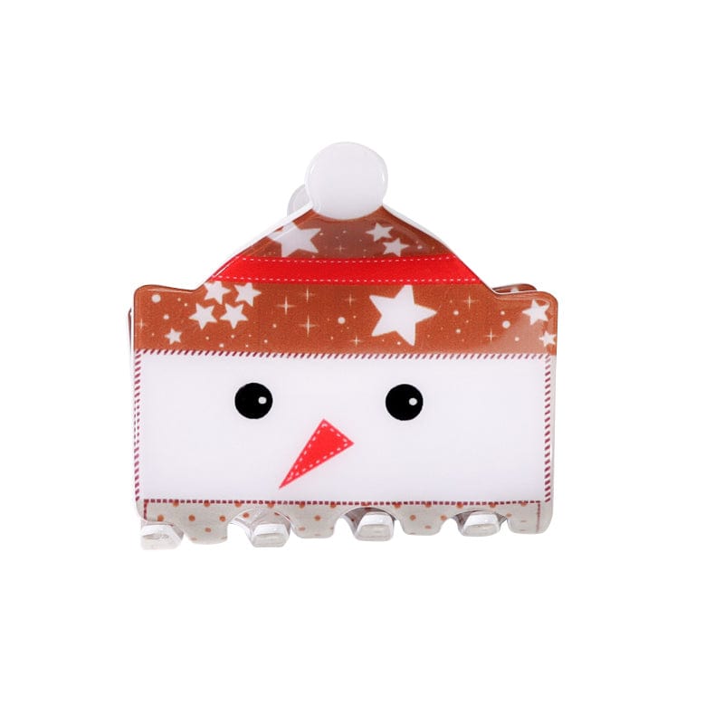 Small Brown Santa Hat Snowman Hair Claw  | Nueshiny