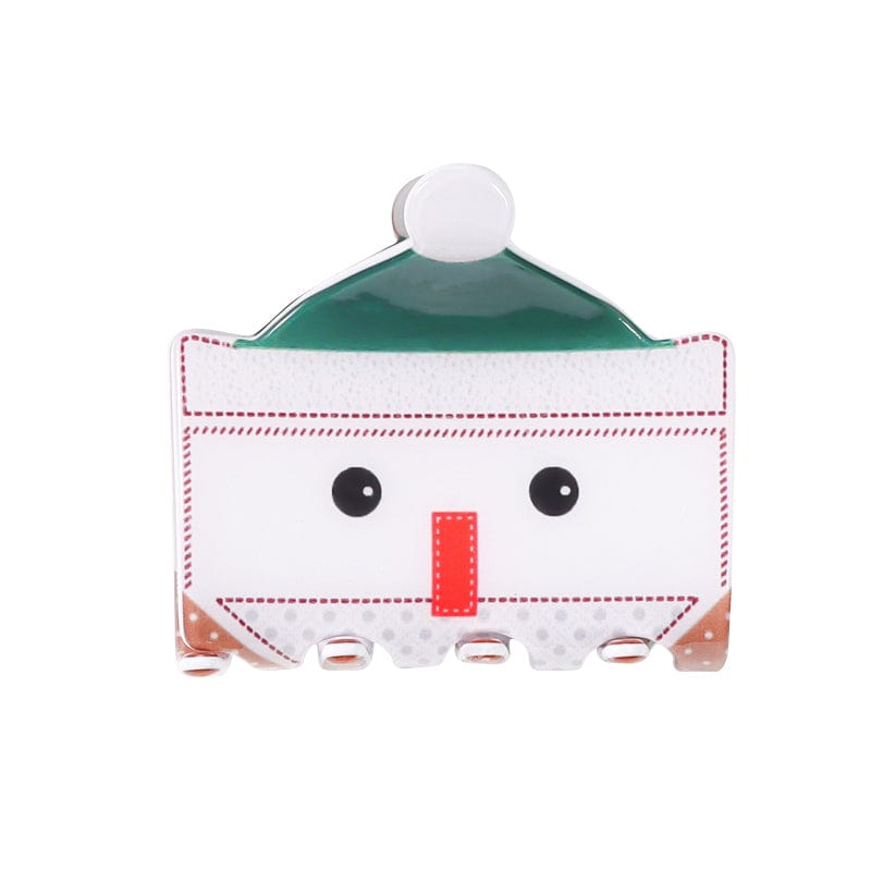 Small Green Santa Hat Snowman B Hair Claw | Nueshiny