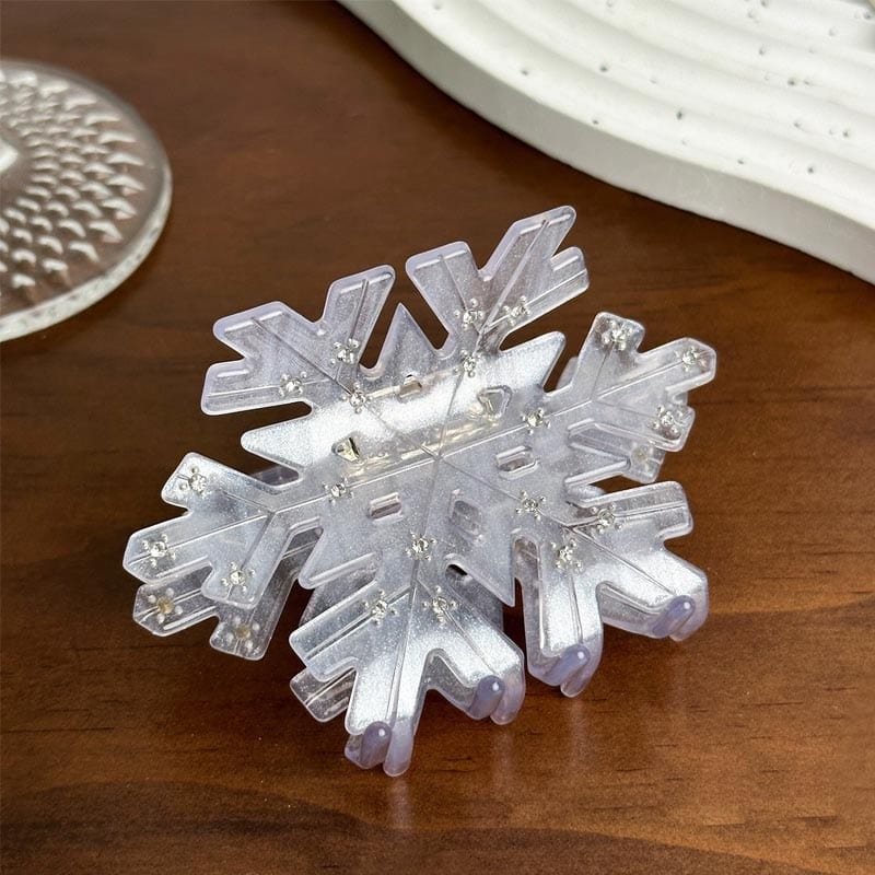 Medium  Transparent white snowflake  Hair Claw | NueShiny