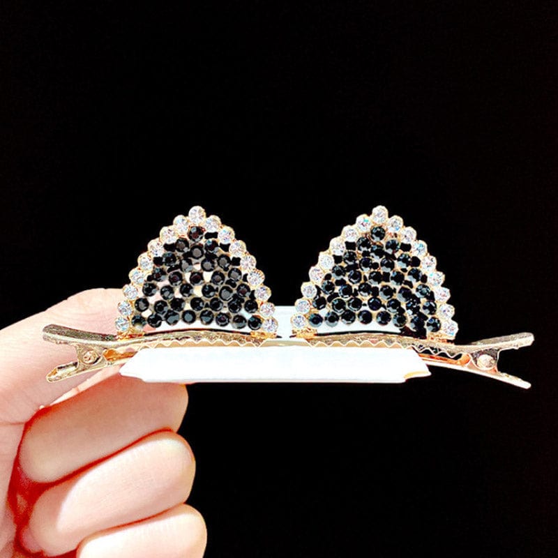 Mini Black Cat Ear Rhinestone Side Clip | NueShiny