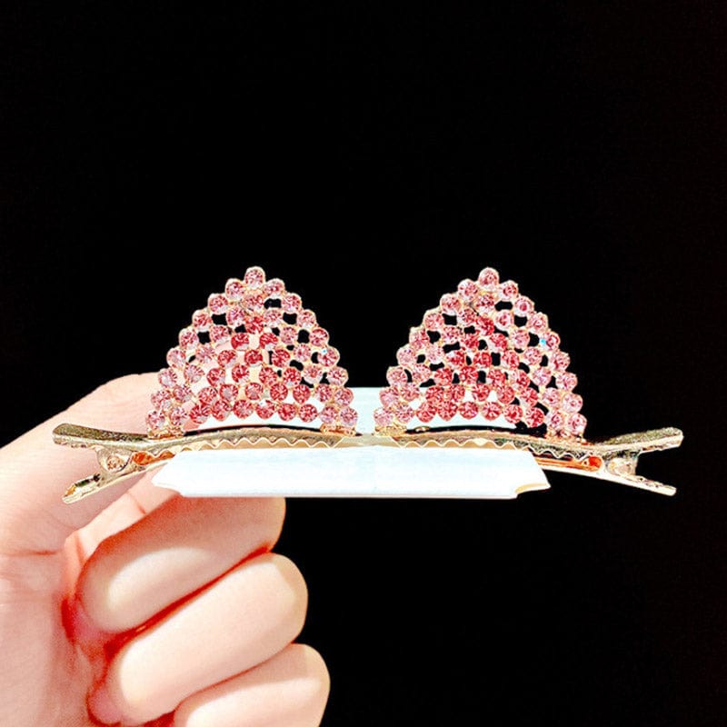 Mini Pink Cat Ear Rhinestone Side Clip | NueShiny