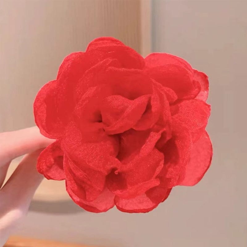 Medium Red Flower Hair Claw | Nueshiny