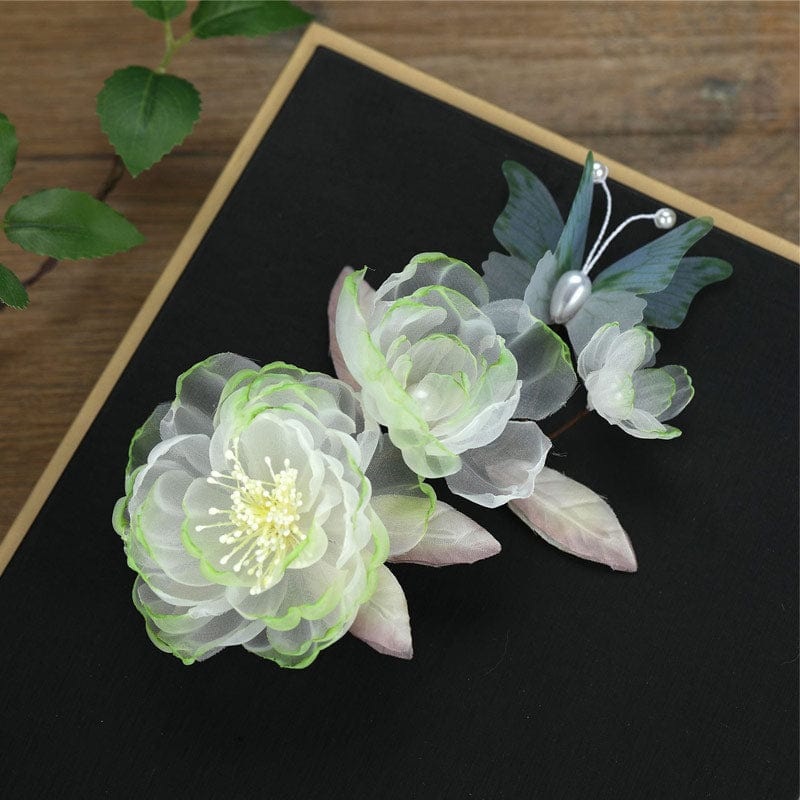 Jumbo Green Edge Peony Lace Side Clip | Nueshiny